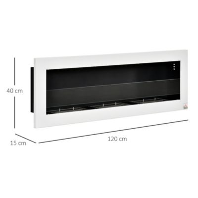Cheminée bioéthanol murale design Bauhaus - 3xbrûleurs 1L - pare-feu verre trempé, kit fixation- acier inox. acier dépoli
