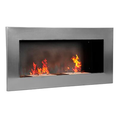 Cheminée bioéthanol murale design Bauhaus double brûleur 3 L 110L x 14l x 54H cm couverture 25-30 m² acier inox. brossé