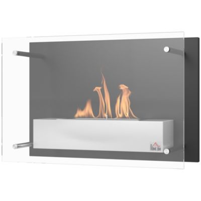 Cheminée bioéthanol murale noire et inox brossé 60 x 22 x 40 cm | Castorama
