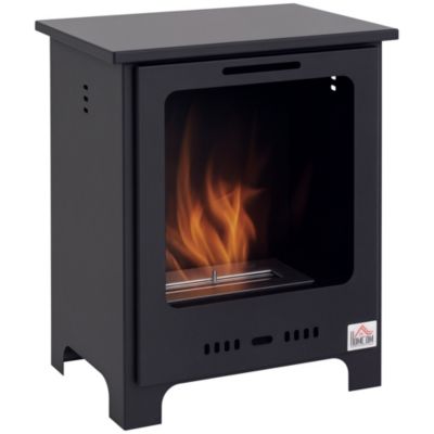 Cheminée bioéthanol sur pieds style néo-rétro poêle 1 brûleur 1,5 L dim. 40L x 30l x 50H cm couverture 20-25 m² noir