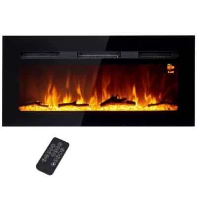 Cheminée électrique 1800W effets flammes LED 3D réglables - timer, thermostat, télécommande - noir