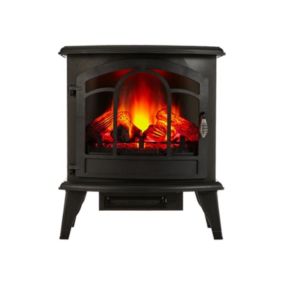 Cheminée électrique 2kW acier noir avec télécommande