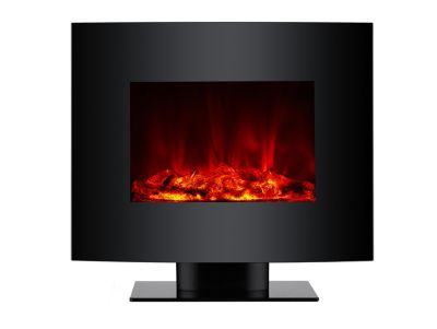 Cheminée électrique 2kW verre trempé noir avec télécommande