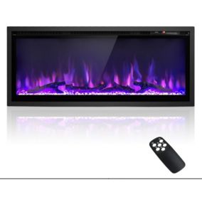 Cheminée électrique 750W 1500W 3 Modes Montage Cheminée Chauffante avec Télécommande Minuterie