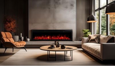 Cheminée électrique AFLAMO Royal PRO 140 - murale ou encastrable - 140x38x16 cm - cheminée LED avec chauffage 750/1500 W