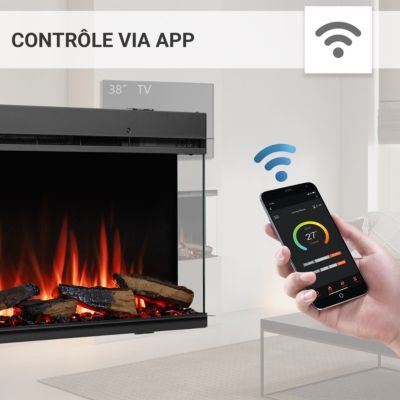 Cheminée électrique BALDERIA Athena smart 36 - Cheminée encastrable - Noir