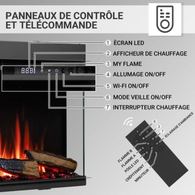 Cheminée électrique BALDERIA Athena smart 36 - Cheminée encastrable - Noir