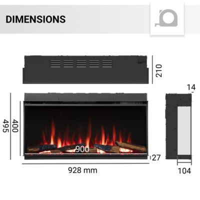 Cheminée électrique BALDERIA Athena smart 36 - Cheminée encastrable - Noir