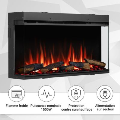 Cheminée électrique BALDERIA Athena smart 36 - Cheminée encastrable - Noir