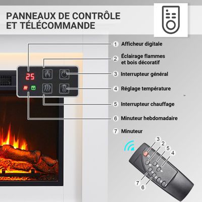 Cheminée électrique BALDERIA Finn - Cheminée sur pied - Blanc