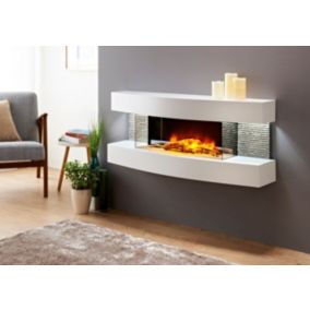 Cheminée électrique Murale Lounge Blanche 120 cm Effet Flammes LED Chemin'Arte