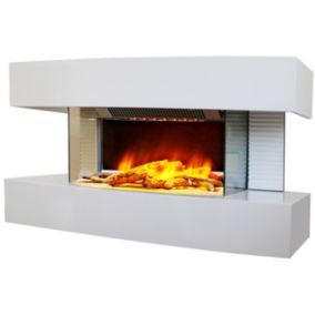 Cheminée électrique Murale Lounge Médium Blanche 82 cm Effet Flammes LED Chemin'Arte