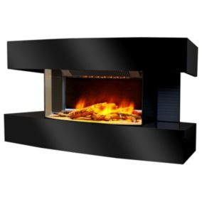 Cheminée électrique Murale Lounge Médium Noire 82 cm Effet Flammes LED Chemin'Arte