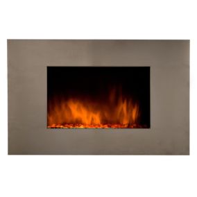 Cheminée électrique Murale Pure Inox 90 cm Effet Flammes LED Chemin'Arte