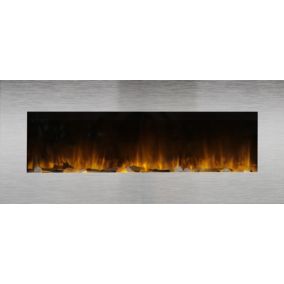 Cheminée électrique Murale Pure Inox XXL 120 cm Effet Flammes LED Chemin'Arte - Chauffage - Télécommande