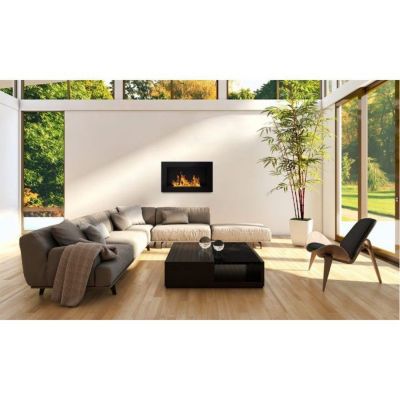 Cheminée murale bioéthanol - DIVINA FIRE - Pisa - Noir - L 65 x P 12 x H 40 - Acier inoxydable