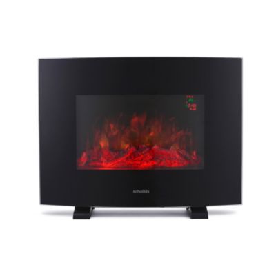 Cheminée électrique contemporaine noire, effet de flammes LED, 1800W, Scholtès