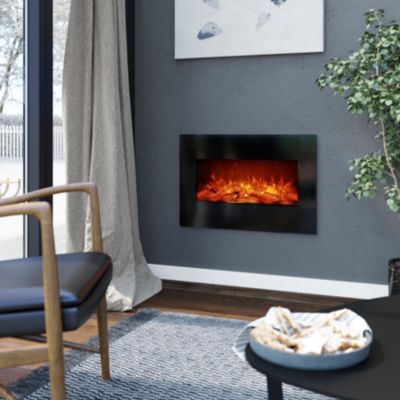 Cheminée électrique effet flamme GoodHome 1800W noir