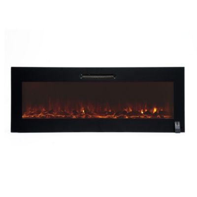 Cheminee Electrique Murale Encastrable 2000W Kekai Oregon 127x16x48 cm Noir avec Simulation de Feu Telecommande pour Interieur