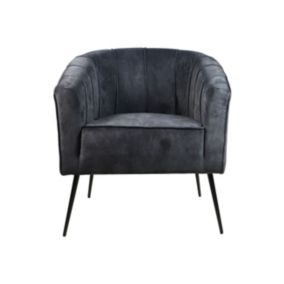 Chester - Fauteuil - Velours Adore-Métal - Anthracite - 72x71x80 cm