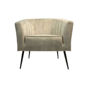 Chester - Fauteuil - Velours Adore/Métal - Blanc/Noir - 72x71x80 cm