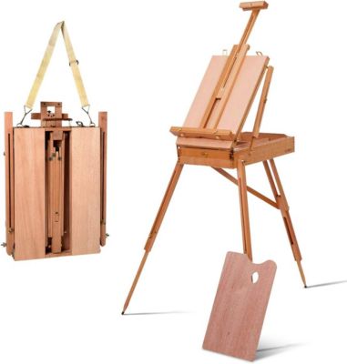 Chevalet Bois Pliable 180CM avec sangle de transport Chevalet de Table avec Palette Réglable en Hauteur Tiroir