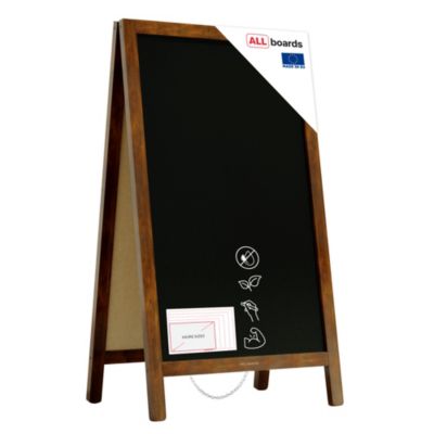 Chevalet Stop Trottoir avec Cadre en Bois Laqué 78x44 cm, Chevalet Publicitaire
