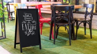 Cadre D'affichage Tableau Noir En Bois Style Milkshake - Signalétique Stop Trottoir