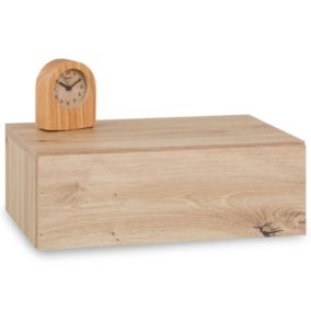 Chevet suspendu OCEANE, en bois coloris chêne artisan étagère murale avec 1 tiroir sans poignée