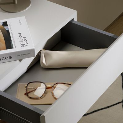 Chevet suspendu OCEANE, en bois gris clair mat