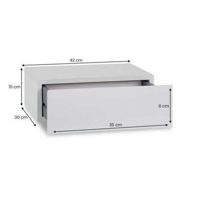 Chevet suspendu OCEANE, en bois gris clair mat
