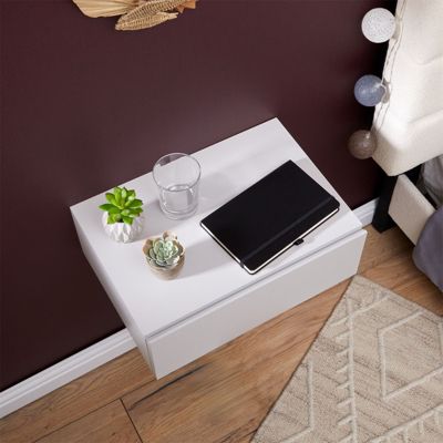 Chevet suspendu OCEANE, en bois gris clair mat