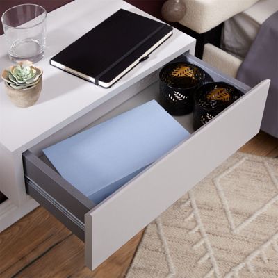 Chevet suspendu OCEANE, en bois gris clair mat