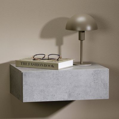 Chevet suspendu OCEANE, étagère murale avec 1 tiroir sans poignée, en bois décor béton