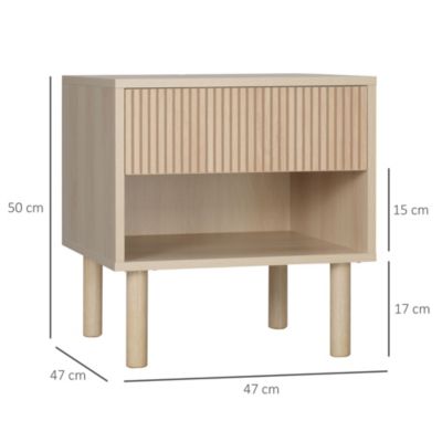 Chevet table de nuit design Urban Craft - tiroir coulissant, niche - piètement cylindrique - aspect bois clair