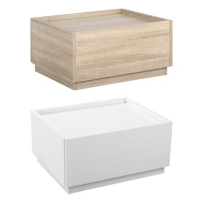 Chevet table de nuit modulable empilable - 2 tiroirs - dim. 50L x 40l x 47,5H cm - blanc aspect chêne clair