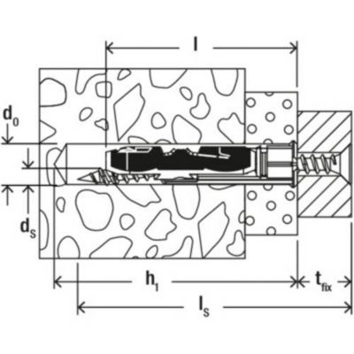 Cheville à bascule DUOTEC 10 mm, 47 mm, pack 25 chevilles avec 25 vis tête cylindrique 5 x 70 mm