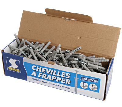Cheville Clous Vis à Frapper Semin, 6 x 40 mm, Boite de 200