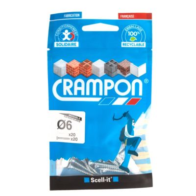 Cheville Crampon blanc ø6 mm + vis, 20 pièces