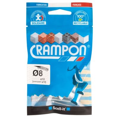 Cheville Crampon blanc ø8 mm + vis, 20 pièces