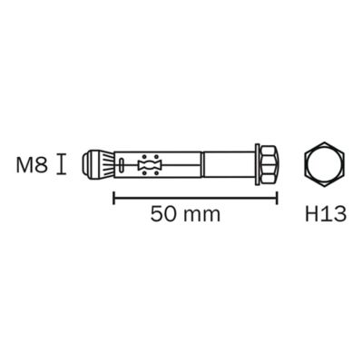 Cheville Diall métal traversant 8x50mm