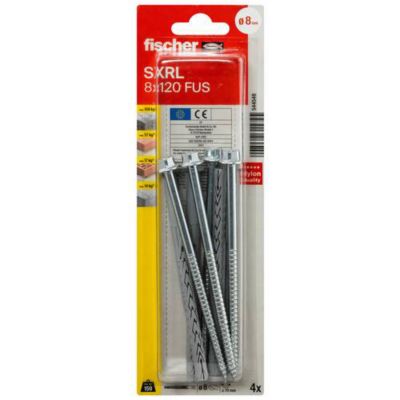 Cheville fischer SXRL 8 x 120 FUS K NV - lot 4 chevilles et 4 vis 6,0 x 127 mm