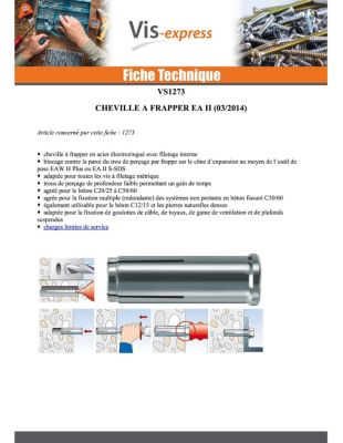 Cheville à frapper - 50 mm - Diamètre 15 mm - EA II - Boîte de 25 pièces - Fischer