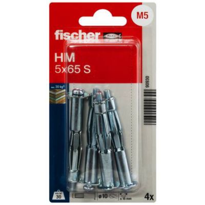 Cheville métallique pour corps creux HM 5 x 65 S avec vis métrique, pack de 4
