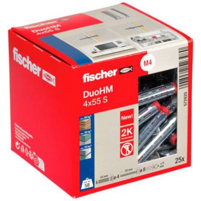 Cheville métallique pour matériaux creux DuoHM 4x55 avec vis fraisée PZ - 572920 - Fisher