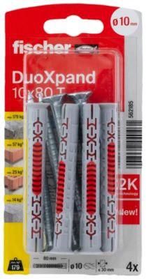 Cheville rallongée Fischer DuoXpand 10 x 80 mm, 4 pièces