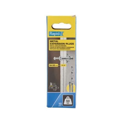 Chevilles à Expansion - RAPID - Métal pour Cloison Plâtre 18-32mm - Lot 10 - Charge Max 50 kg - (5001554)
