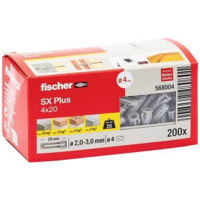 Chevilles à expansion SX Plus 4 x 20 mm - boîte de 200 pièces 568004