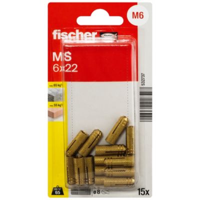 Chevilles laiton pour béton taille 6 Fisher
