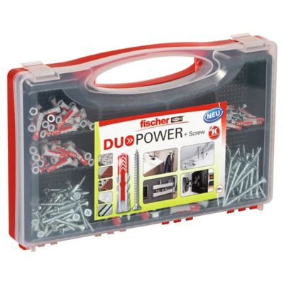 Chevilles multimateriaux Duopower + vis assortiment, 140 pièces